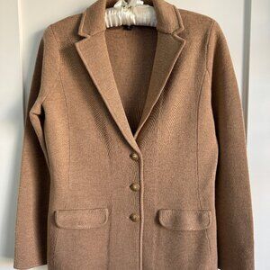 Talbots Merino Wool Knit Blazer Tan Size SP